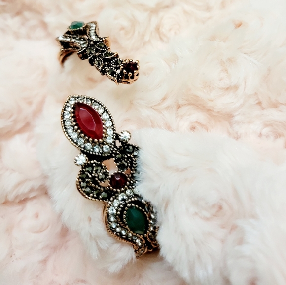 Vintage Bangles/Bracelets Emeralds & Rubies - Picture 8 of 13